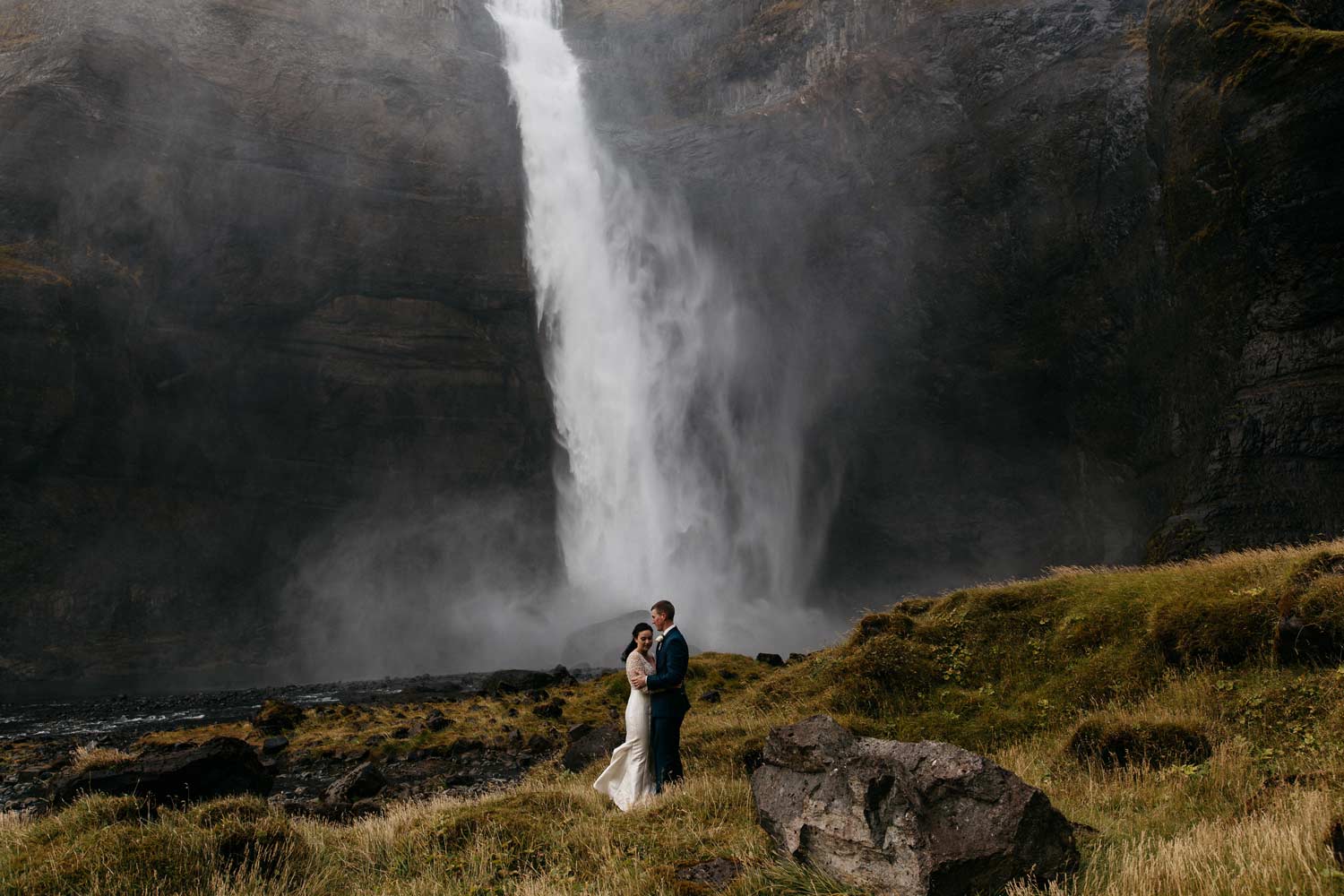 Waterfall wedding in Iceland
