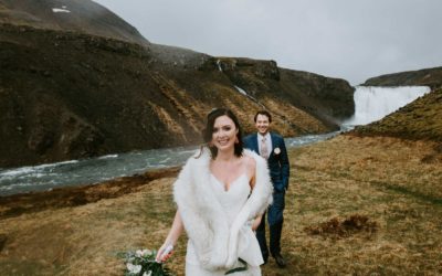 Iceland waterfall wedding