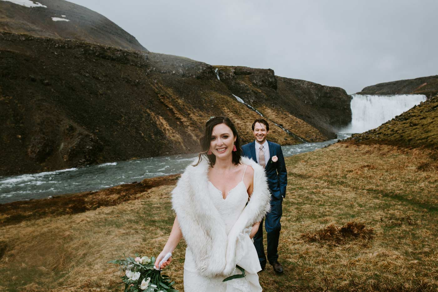 Iceland waterfall wedding